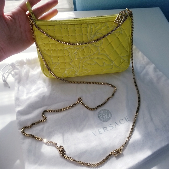 Versace Yellow Quilted Shoulder Bag - Picture 4 of 11